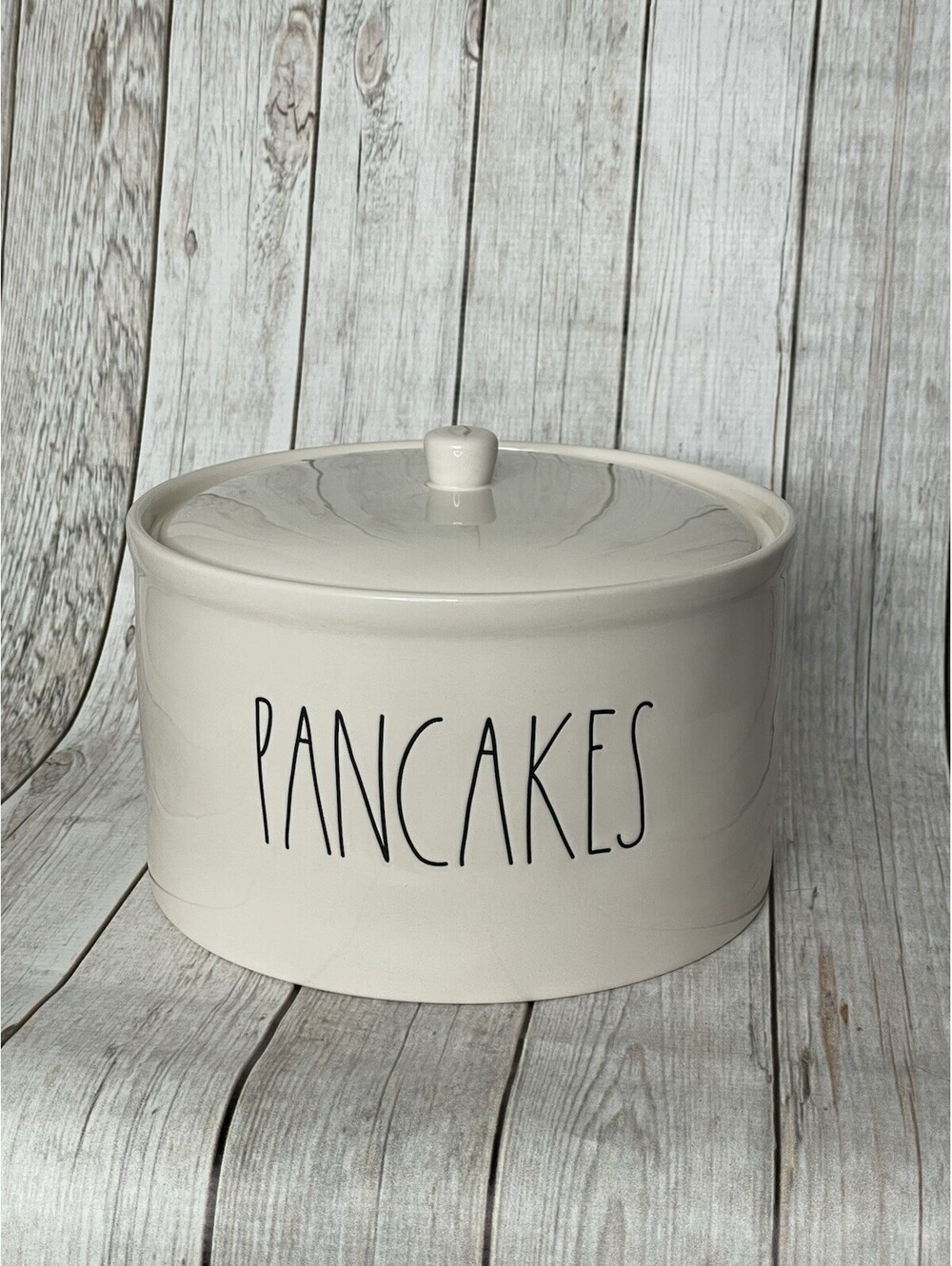 Rae Dunn Artisan Collection By Magenta “PANCAKES” Warmer / Holder with Lid
